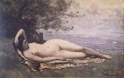 Jean Baptiste Camille  Corot Bacchante couchee au bord de la mer (mk11) oil